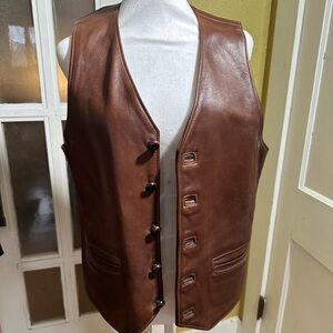 Authentic Original Vintage Style Brown Leather Vest